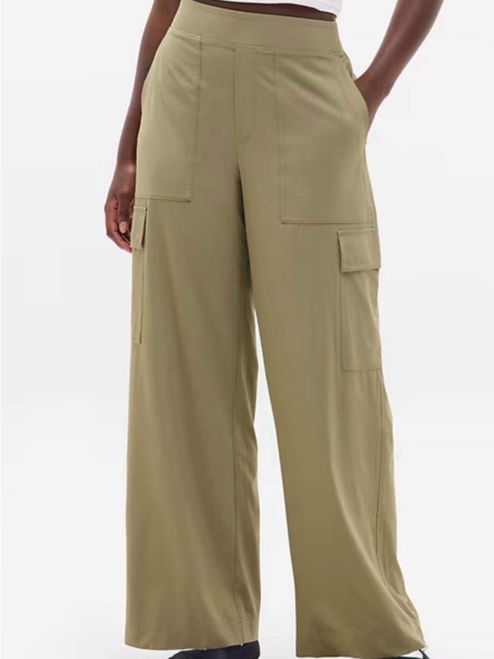Athleta Brooklyn Olive-Green Wide Leg Cargo Pants